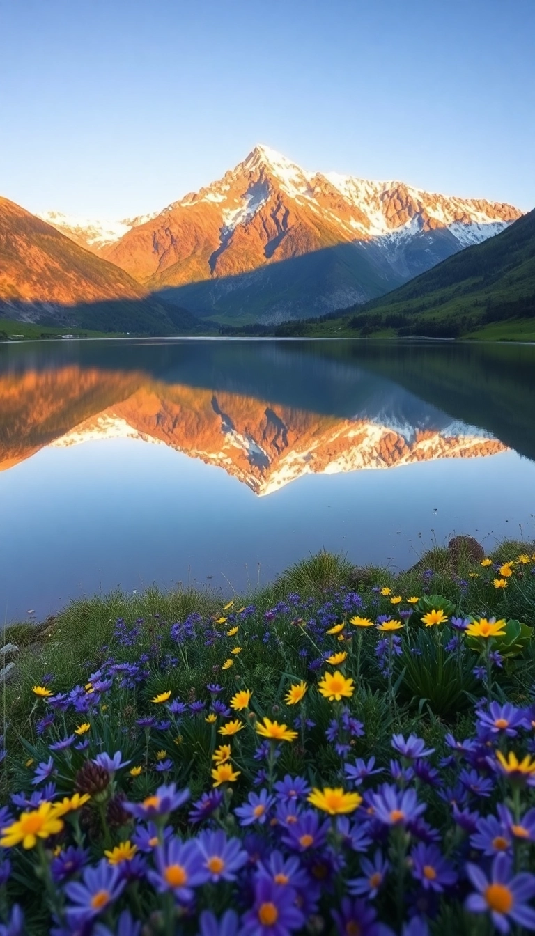 HD iPhone AI Spring Mountain Reflection Captivating Background